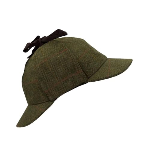 WALKER AND HAWKES Unisex Deerstalker-Mütze aus Tweed - Sherlock-Stil - Dunkles Salbeigrün - M (58cm) von WALKER AND HAWKES