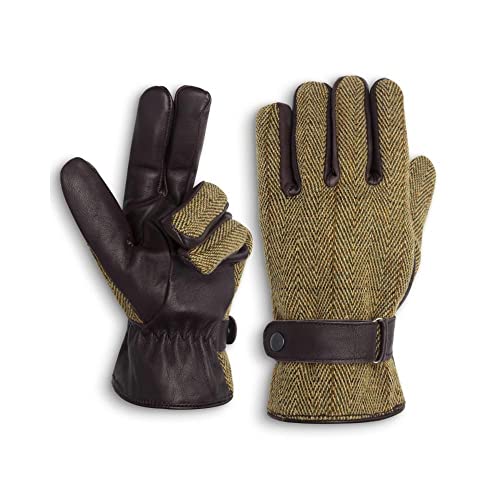 WALKER AND HAWKES Unisex Handschuhe Brookmore - Tweed & Leder - Helles Salbeigrün - XXL von WALKER AND HAWKES