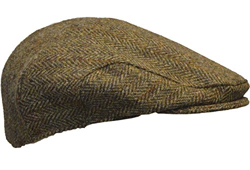 WALKER AND HAWKES Unisex Schiebermütze aus Harris-Tweed - Fischgrätmuster - Dunkelgrau - 2XL (61cm) von WALKER AND HAWKES