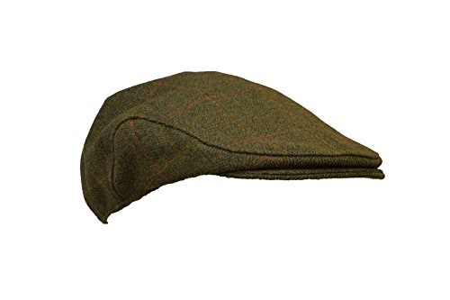 WALKER AND HAWKES Unisex Schiebermütze aus Tweed - Country-Stil - Dunkles Salbeigrün - L (59cm) von WALKER AND HAWKES