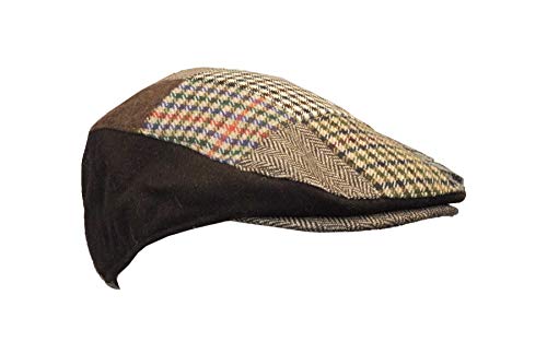 WALKER AND HAWKES Unisex Schiebermütze im Patchwork-Design - Flache Schirmmütze - Braun - Größe XL (60cm) von WALKER AND HAWKES