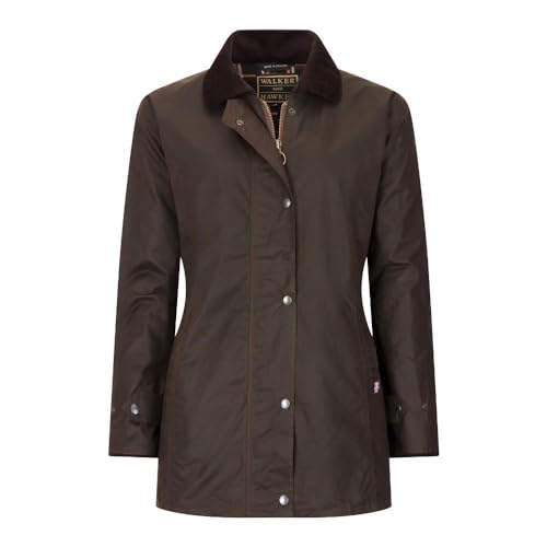 WALKER AND HAWKES - Victoria - Damen Country-Jacke gewachst - für die Jagd geeignet klassischer Stil - Braun - EU 36 (UK 8) von WALKER AND HAWKES