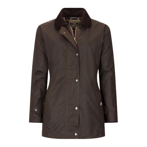 WALKER AND HAWKES - Victoria - Damen Country-Jacke gewachst - für die Jagd geeignet klassischer Stil - Braun - EU 44 (UK 16) von WALKER AND HAWKES