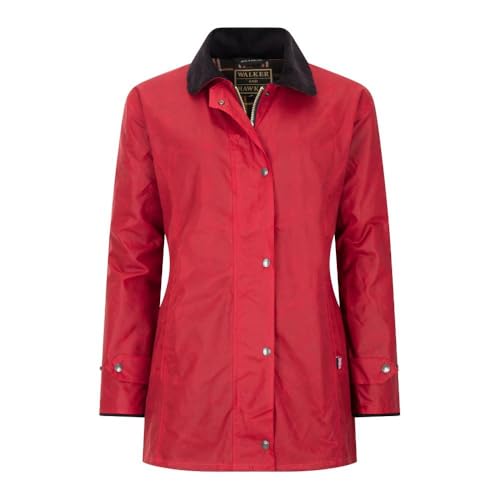 WALKER AND HAWKES - Victoria - Damen Country-Jacke gewachst - für die Jagd geeignet klassischer Stil - Rot - EU 38 (UK 10) von WALKER AND HAWKES