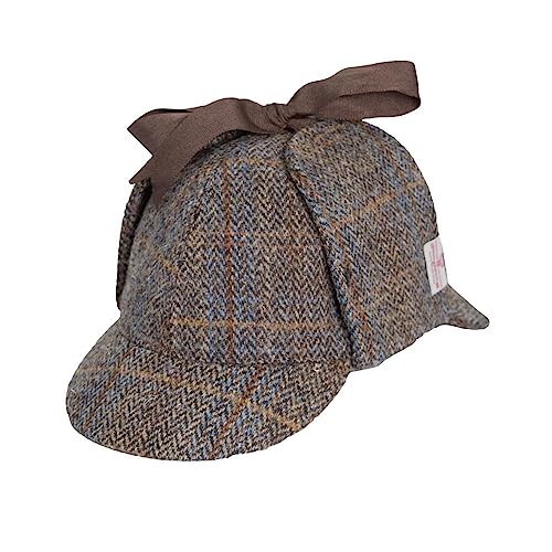 WALKER AND HAWKES - Watson - Unisex Deerstalker-Mütze aus Harris Tweed - Clinton-Braun - XL (60cm) von WALKER AND HAWKES