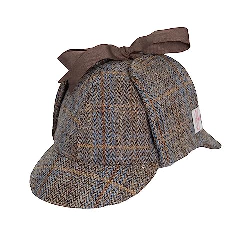 WALKER AND HAWKES - Watson - Unisex Deerstalker-Mütze aus Harris Tweed - Clinton-Braun - XXL (61cm) von WALKER AND HAWKES