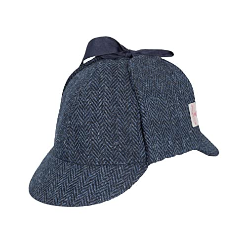 WALKER AND HAWKES - Watson - Unisex Deerstalker-Mütze aus Harris Tweed - Mitternachtsblau - L (59cm) von WALKER AND HAWKES