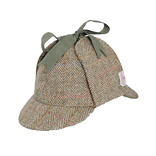 WALKER AND HAWKES - Watson - Unisex Deerstalker-Mütze aus Harris Tweed - Moosgrün - XL (60cm) von WALKER AND HAWKES