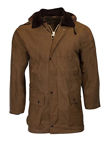 Walker & Hawkes Benson - Herren Jagd-Mantel gewachst - ohne Wattierung - Country-Stil - Beige - 5XL von WALKER AND HAWKES