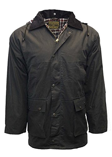 Walker & Hawkes Benson - Herren Jagd-Mantel gewachst - ohne Wattierung - Country-Stil - Dunkelblau - Größe S (38"-40") von WALKER AND HAWKES