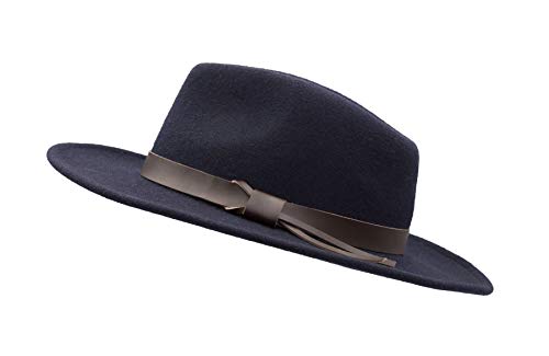 Walker & Hawkes Ranger - Unisex Fedora-Hut aus verformbarem Filz - mit Lederband - Dunkelblau - XXL (61cm) von WALKER AND HAWKES