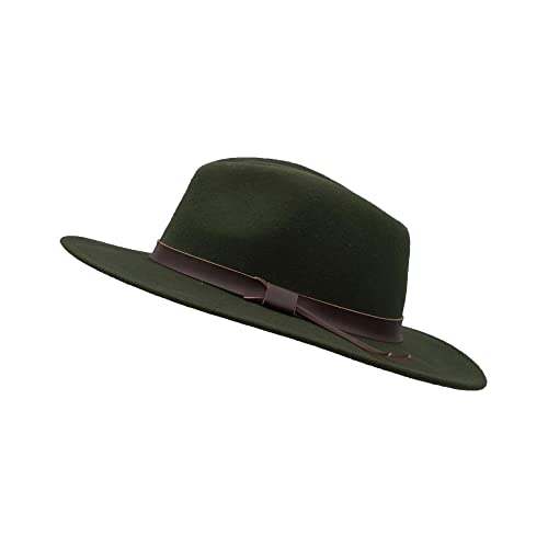 Walker & Hawkes Ranger - Unisex Fedora-Hut aus verformbarem Filz - mit Lederband - Dunkles Olivgrün - L (59cm) von WALKER AND HAWKES