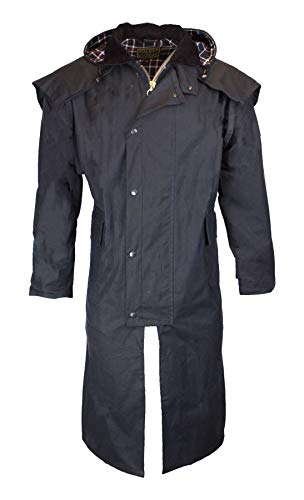 Walker & Hawkes - Unisex Reitmantel mit Kapuze - gewachst - Marineblau - M (40"-42") von WALKER AND HAWKES