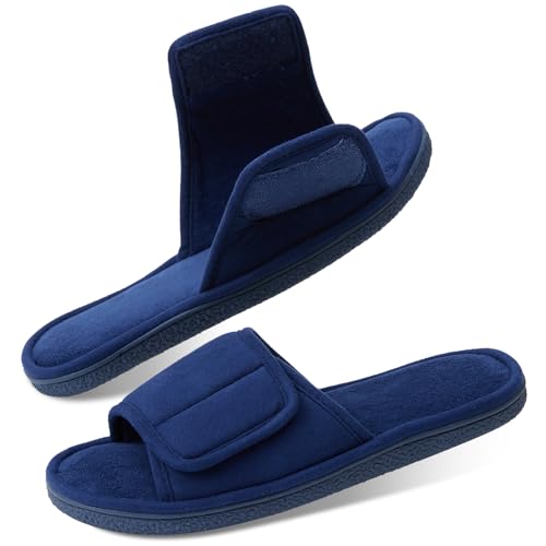 WALKFUN Herren-Hausschuhe mit offenem Zehenbereich, verstellbar, Memory-Schaum, rutschfeste Außensohle, Blau, 13-14 WALKFUN Herren-Hausschuhe mit offenem Zehenbereich, verstellbar, Memory-Schaum, rutschfeste Außensohle, Blau, 13-14 von WALKFUN