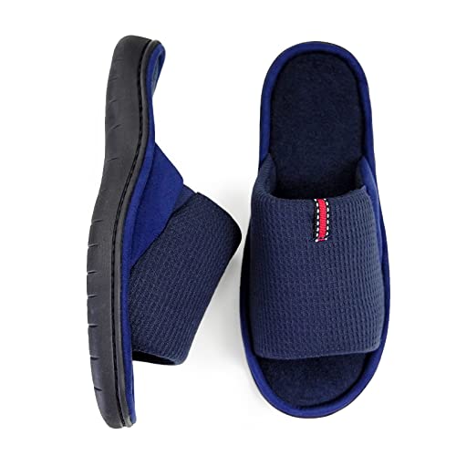 WALKFUN Leichte Hausschuhe für Herren, offener Zehenbereich, weich, für den Innenbereich, Pantoffeln mit Memory-Schaum, für Schlafzimmer, Terrasse, alle Jahreszeiten, Marineblau, 12-13 WALKFUN Leichte Hausschuhe für Herren, offener Zehenbereich, weich, für den Innenbereich, Pantoffeln mit Memory-Schaum, für Schlafzimmer, Terrasse, alle Jahreszeiten, Marineblau, 12-13 von WALKFUN