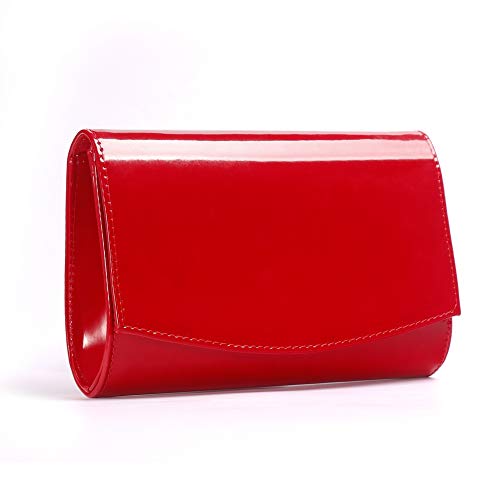 Wallyn Damen-börse, Lackleder, modische Clutch, Abendtasche, Handtasche, einfarbig, Rot (rot), EinheitsgröÃŸe von WALLYN'S