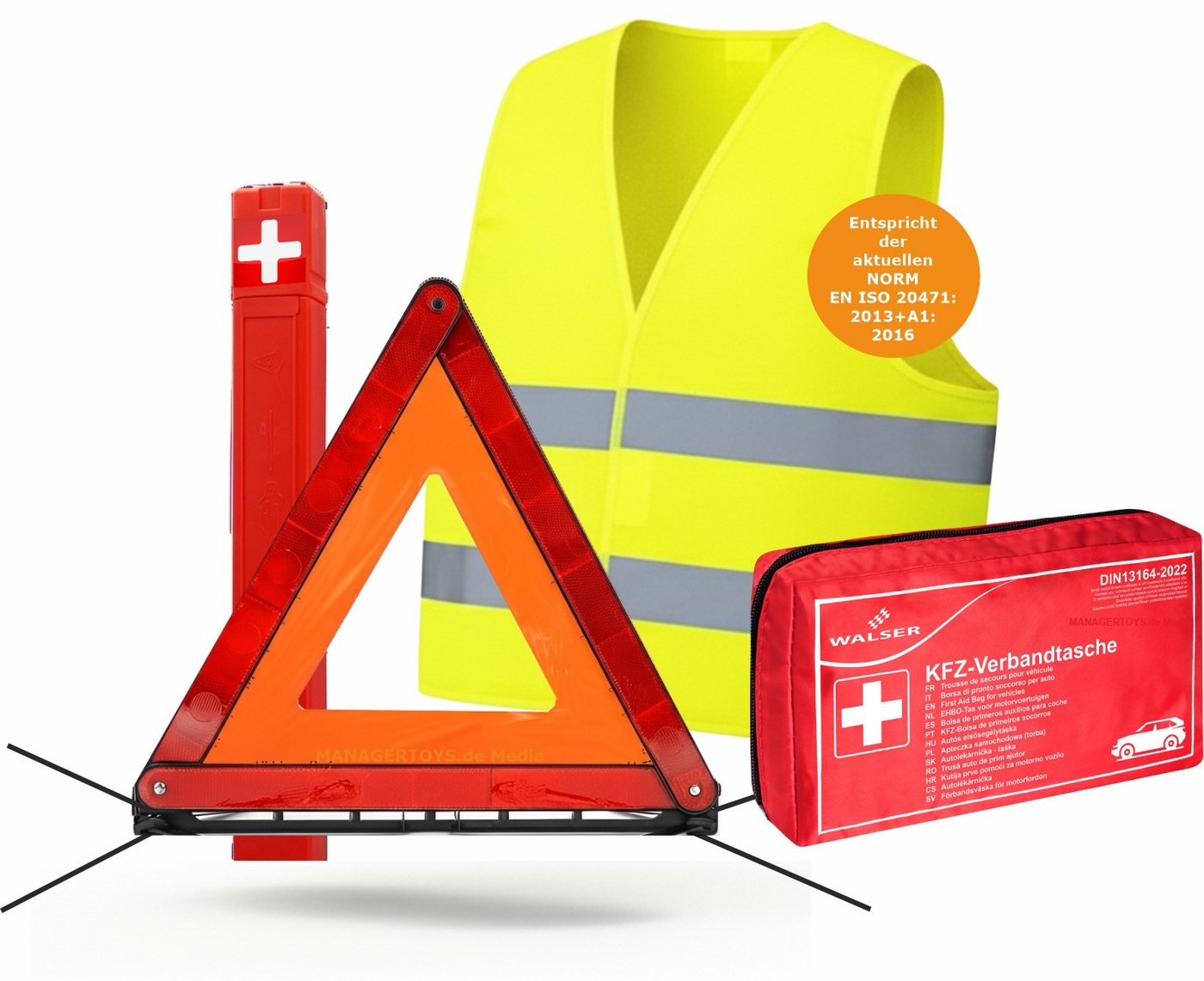 WALSER Erste-Hilfe-Set Verbandszeug Notfall Pannen Set Warnweste Warndreieck WALSER Erste-Hilfe-Set Verbandszeug Notfall Pannen Set Warnweste Warndreieck von WALSER