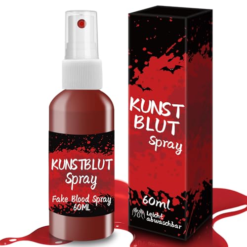 WAMIOKAGRO Kunstblut Halloween Schminke Erwachsene Kinder, 60ml Fake Blood Spray, Kunstblut für Kleidung Haut Auswaschbar, Fake Blut Halloween Make Up für Karneval Zombie Joker Monster Vampir von WAMIOKAGRO
