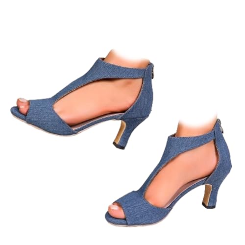 Gladiator-Sandalen für Damen, Blockabsatz, Peep-Toe-Schuhe für Damen, orthopädische High Heels, offener Zehenbereich, lässiger Strand-Boho-Schuh, 5, 44 EU Gladiator-Sandalen für Damen, Blockabsatz, Peep-Toe-Schuhe für Damen, orthopädische High Heels, offener Zehenbereich, lässiger Strand-Boho-Schuh, 5, 44 EU von WAMIZEU