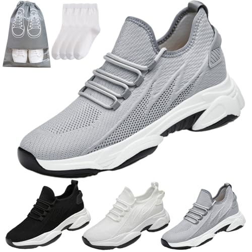 Tallure Sneakers für Damen und Herren, hohe Sneaker, flach, 4,1 cm, 6,1 cm, 7,9 cm, 9,9 cm, unsichtbare Höhe, leicht, rutschfest, orthopädische Schuhe, Grau 3 - 9, 46 EU Tallure Sneakers für Damen und Herren, hohe Sneaker, flach, 4,1 cm, 6,1 cm, 7,9 cm, 9,9 cm, unsichtbare Höhe, leicht, rutschfest, orthopädische Schuhe, Grau 3 - 9, 46 EU von WAMIZEU