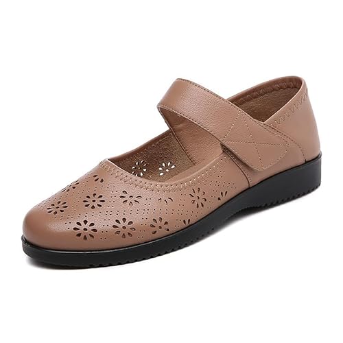 WAMIZEU Mary Janes Damen-Sandalen aus Leder, bequem, lässig, Arbeit, Büro, Stillschuhe, khaki, 44 EU WAMIZEU Mary Janes Damen-Sandalen aus Leder, bequem, lässig, Arbeit, Büro, Stillschuhe, khaki, 44 EU von WAMIZEU