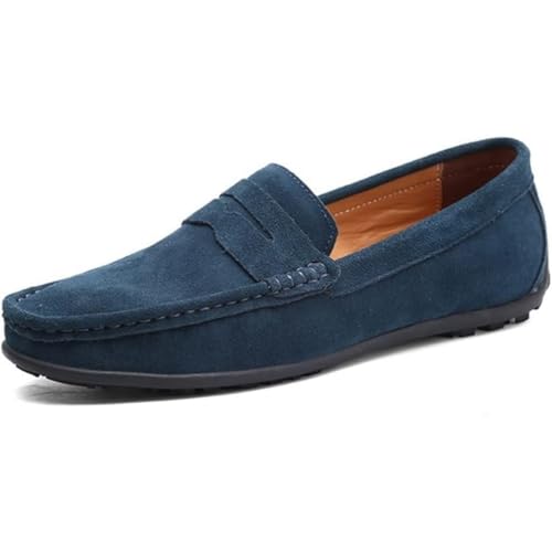 WAMIZEU Mokassins für Herren, Halbschuhe für Herren, Loafer und Mokassins, runde Zehenpartie, leichter Wildleder-Loafer, Old Money Suede Loafer, dunkelgrün, 35 EU von WAMIZEU