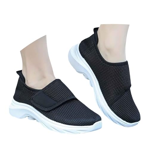 Wanderschuhe für geschwollene Füße, verstellbarer Riemen, breite Passform, orthopädisch, atmungsaktiv, Diabetiker-Schuhe, Lauf-Sneaker für Damen, ältere Menschen, geschwollene Schmerzlinderung von WAMIZEU