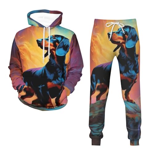 WANAHTON Damen Jogginganzug Herren Set Warm 3D Hund Dick Trainingsanzug Sportanzug Y2k Hoodie Hip Hop Mit Taschen Hausanzug Einfachheit Tracksuit Set (farbe 1,S) von WANAHTON