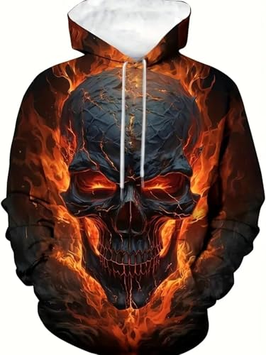 WANAHTON Halloween Hoodie Herren Totenkopf Hoodie Skull Lustig Skelett Print Aufdruck 3D Druck Kapuzenpullover Sweatshirt Bequem Sweatjacke Kostüm Casual Kapuzenjacke (Farbe 5#,6XL) von WANAHTON