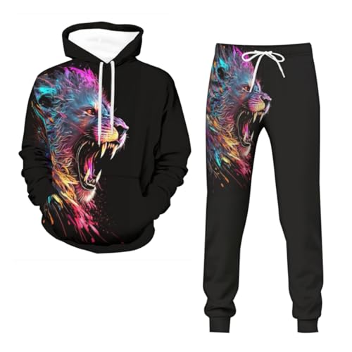 WANAHTON Joggingbekleidung für Herren 2-teilig Langarm Pullover Trainingsanzug mit Jogging Hose Herren streatwear Unisex Polyester Jogginganzug (Farbe 8,3XL) von WANAHTON
