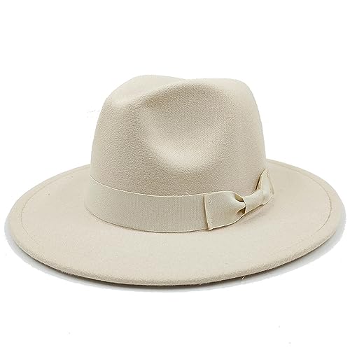 Filzhut Hut Hut für Damen Herren Mode Bunte Britische Stil Zylinder Breite Krempe -01,56-58cm von WANAM