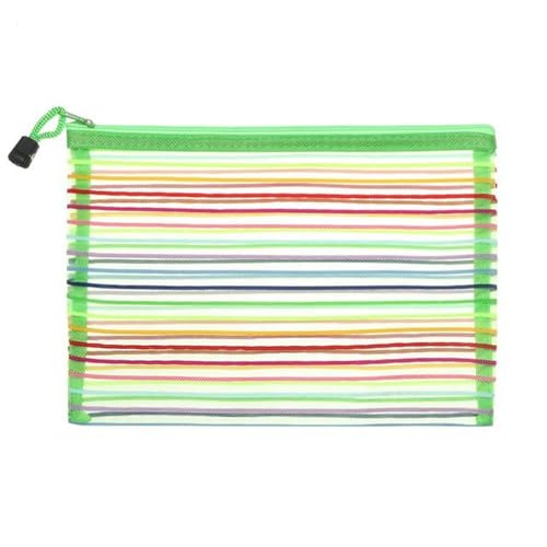 WANAM Einfache Regenbogen Farbe Mesh Dokument Tasche Multicolor Reißverschluss Schreibwaren Tasche Bleistift Fall Büro Student Schule Liefert, grün, Einheitsgröße von WANAM