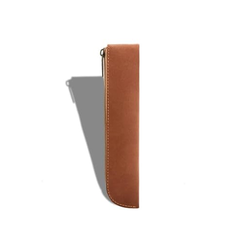 WANAM Einfache Stift Hülse Leder Stift Tasche Reißverschluss Bleistift Beutel Schreibwaren Füllfederhalter Fall Student Schule Liefert, Frosted Brown, Einheitsgröße von WANAM