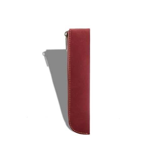 WANAM Einfache Stift Hülse Leder Stift Tasche Reißverschluss Bleistift Beutel Schreibwaren Füllfederhalter Fall Student Schule Liefert, Frosted Wine Red, Einheitsgröße von WANAM