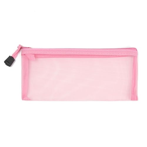 WANAM Neue Einfache Mesh Kosmetik Aufbewahrungstasche Klar Reißverschluss Bleistift Fall Make-up Tasche Tragbare Reise Handtasche, A6-Pink, Einheitsgröße von WANAM