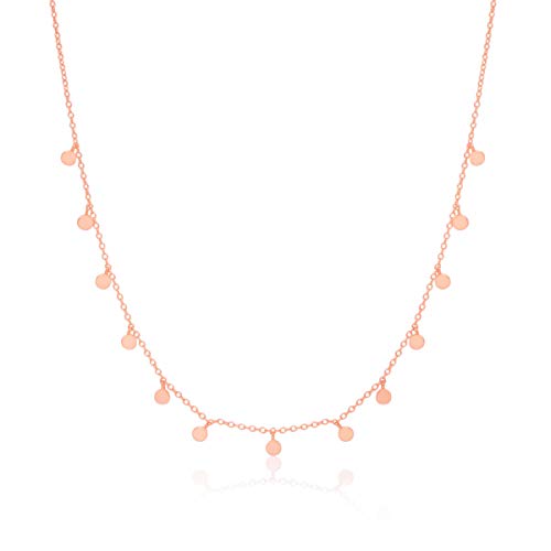 WANDA PLATA Plättchen Kette für Junge Mädchen, Damen, Echt 925 Sterling Silber Rosegold, Coin Kette Kreise, Münzen Minimal Choker, Schmuck Geschenkbox. von WANDA PLATA
