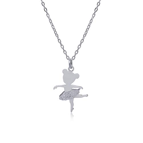 WANDA PLATA Ballerina Ballet Kette für Mädchen,Kleine, Damen 925 Sterling Silber Anhänger Ballerina mit 38 cm + 5 cm Kette Tänzerin, schmuck kinder, Geschenk zur ersten Kommunion von WANDA PLATA