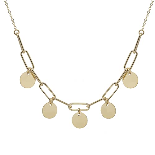 WANDA PLATA Chapitas Halskette aus vergoldetem Sterlingsilber für Damen, Mädchen, in Geschenkbox, Cadena 40 cm +5 cm, Gold von WANDA PLATA