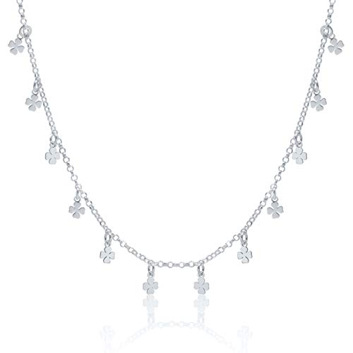 WANDA PLATA Damen Kleehalskette 925 Sterling Silber, Kurze Halskette mit verstellbarer Kette, Modekragen in Geschenkbox von WANDA PLATA