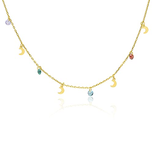 WANDA PLATA Halskette mit Monden Goldkette 925er Sterlingsilber vergoldet, für junge Frauen, mit verstellbarem Choker-Kettenverschluss, in einer Geschenkbox. von WANDA PLATA