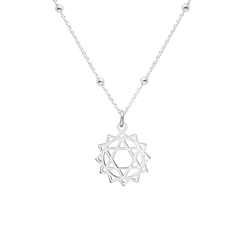WANDA PLATA Chakra Kette Herz Chakra Anahata Anhänger in Sterling Silber, für Frauen, Yoga Halskette in Geschenkbox von WANDA PLATA