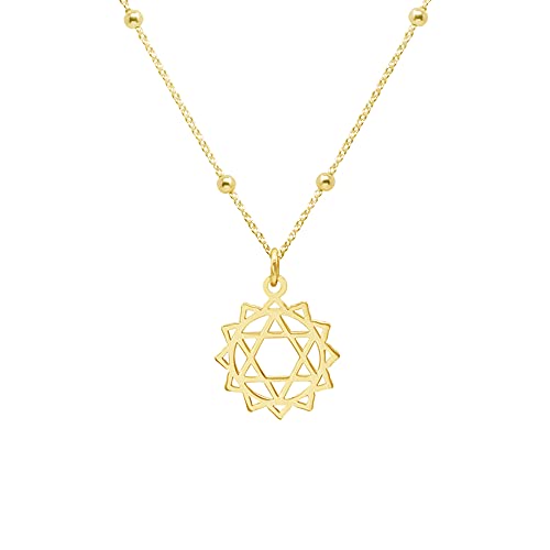 WANDA PLATA Herz Chakra Anahata Anhänger in Sterling Silber vergoldet, für Frauen, Yoga Halskette in Geschenkbox von WANDA PLATA