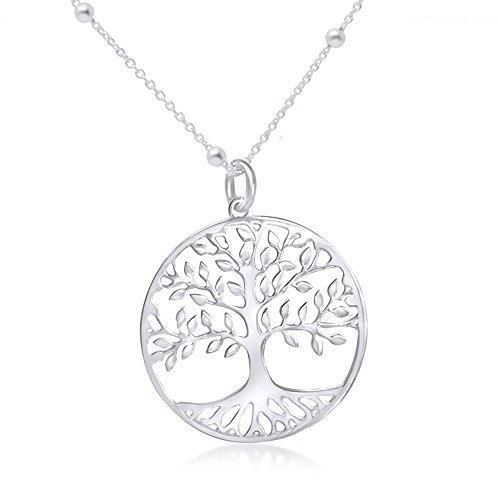 WANDA PLATA Lebensbaum anhänger, lebensbaum kette, Baum des Lebens Halskette in 925 Sterling Silber 40 cm + 5 cm Kette von WANDA PLATA