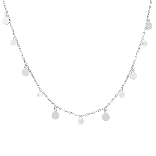 WANDA PLATA Plättchen Halskette für Junge Mädchen, Damen, Echt 925 Sterling Silber, Halsband Kette Kreise Coins Münzen Minimal Choker, Schmuck Präsentiert in Geschenkbox von WANDA PLATA