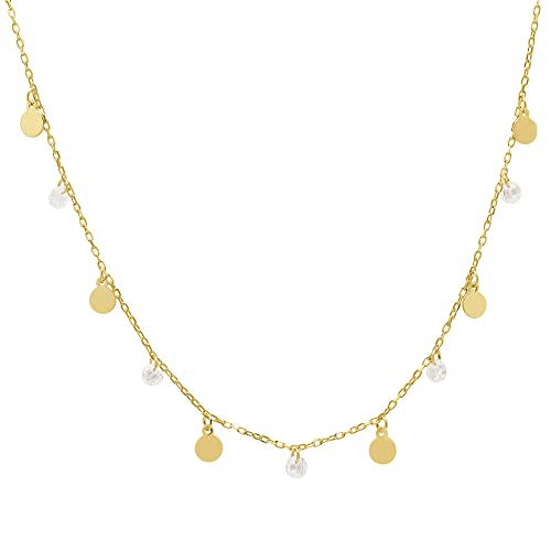 WANDA PLATA Plättchen Halskette für Junge Mädchen, Damen, Echt 925 Sterling Silber, Halsband Kette Kreise Coins Münzen Schmuck Plättchen. Modeschmuck. Präsentiert in Geschenkbox von WANDA PLATA