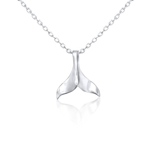 WANDA PLATA Walflosse Anhänger, Wal Anhänger Kette Walfischflosse Whale Tail Halskette in 925 Sterling Silber, für Damen, Junges Mädchen, Halskette mit Walschwanz Kette 40 cm Surferkette von WANDA PLATA