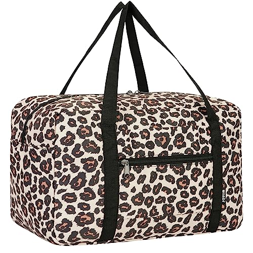 WANDF Ryanair Handgepäck 40x20x25cm Handgepäck Tasche für Flugzeug Reisetasche Klein Faltbare Sporttasche Weekender Handgepäck Koffer für Herren und Damen (Rosa Leopard 20L) von WANDF