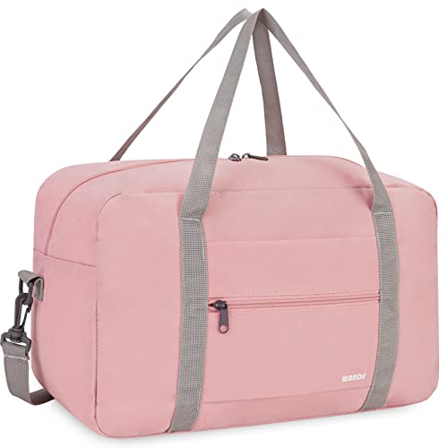 Ryanair Handgepäck 40x20x25cm Handgepäck Tasche für Flugzeug Reisetasche Klein Faltbare Sporttasche Weekender Handgepäck Koffer für Herren und Damen von WANDF (Rosa 20L mit Schultergurt) von WANDF