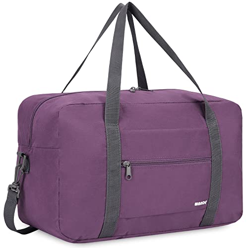 Ryanair Handgepäck 40x20x25cm Handgepäck Tasche für Flugzeug Reisetasche Klein Faltbare Sporttasche Weekender Handgepäck Koffer für Herren und Damen von WANDF (Violett 20L mit Schultergurt) von WANDF