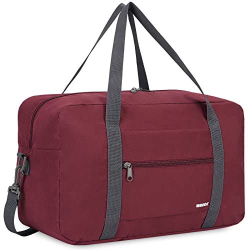 Ryanair Handgepäck 40x20x25cm Handgepäck Tasche für Flugzeug Reisetasche Klein Faltbare Sporttasche Weekender Handgepäck Koffer für Herren und Damen von WANDF (Weinrot 20L mit Schultergurt) von WANDF